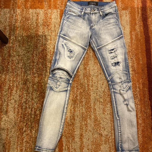 Supreme Faded Blue Ripped Skinny Jeans - Picture 1 of 3